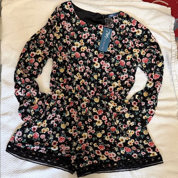 Floral Long Sleeve Romper xs 16 big girls - Picture 1 of 2